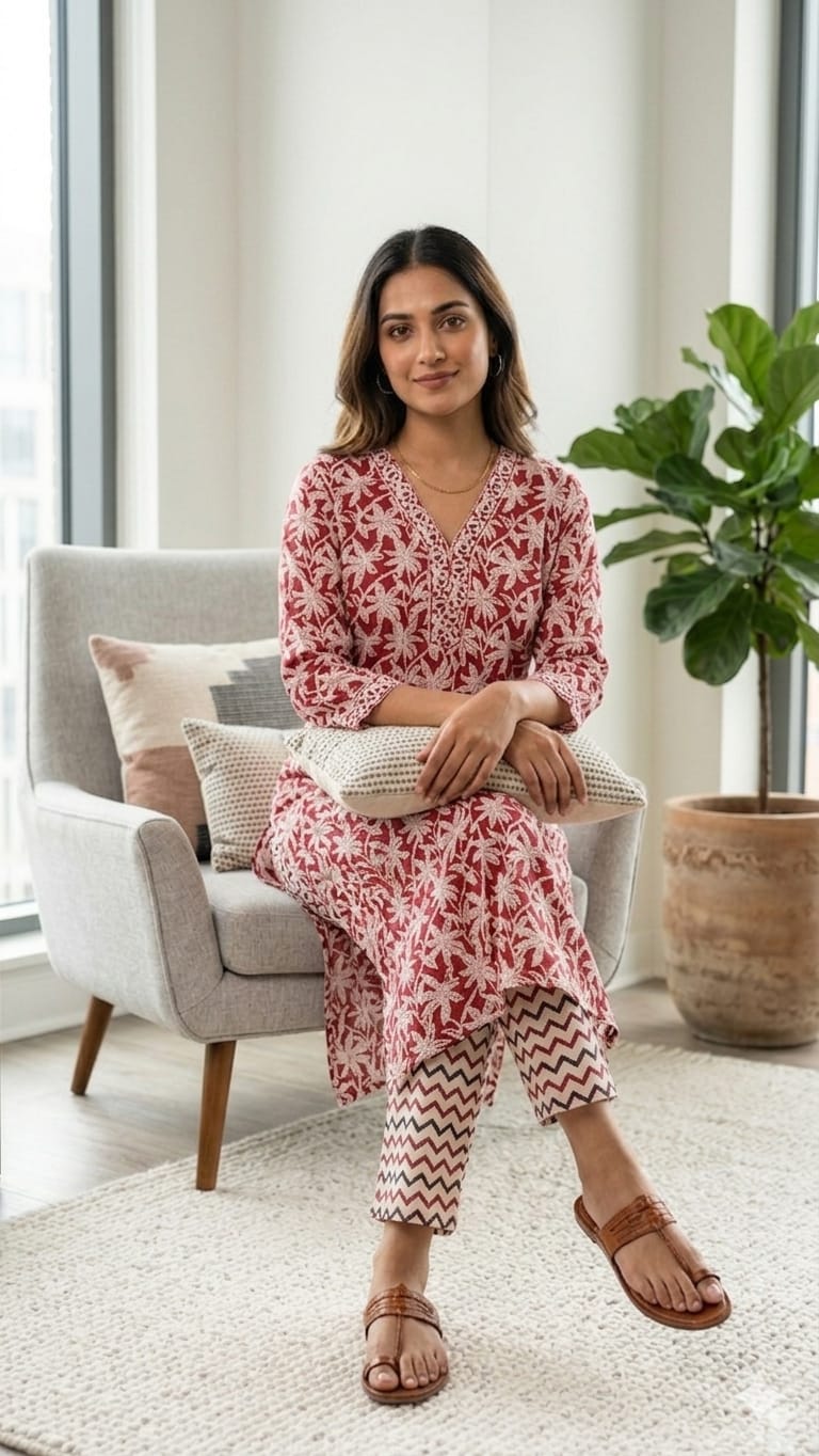Cotton Cambric Kurti Pant Set for Women (2 Piece) | Comfortable Daily Wear